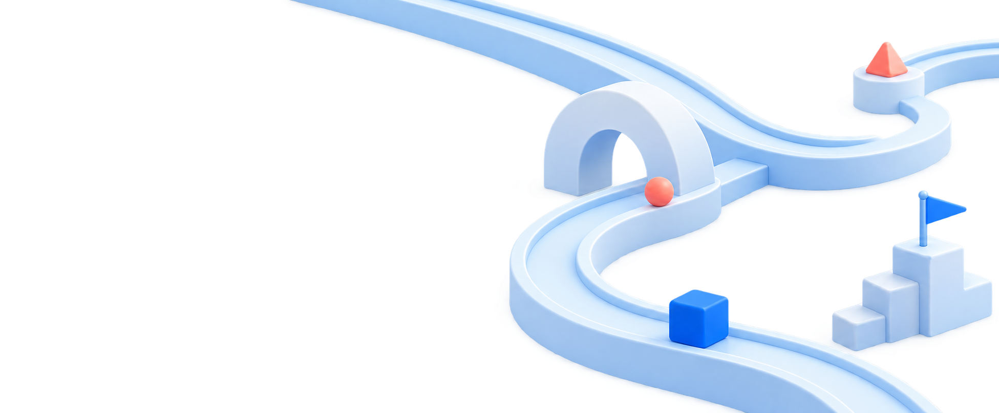 アーチのある道と小さな旗のイラスト
